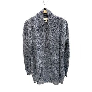 Derek Heart Open Front Shawl Collar Cardigan Sweater Medium Blue Marled Casual